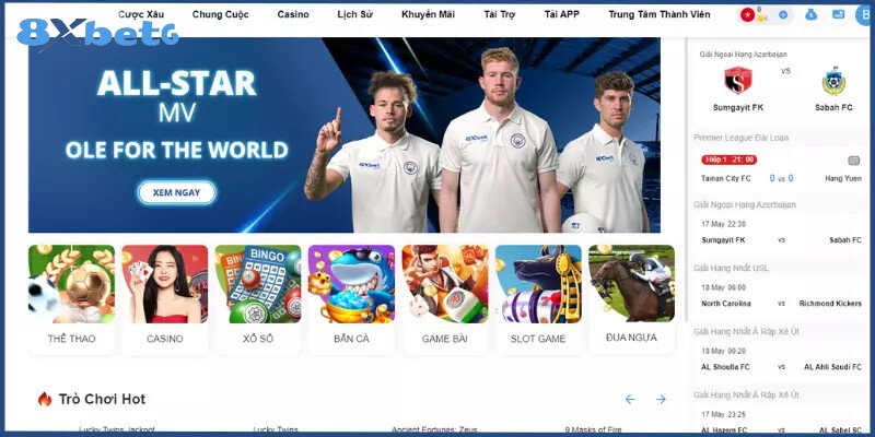 Giao diện của 8xbet được thiết kế rất đơn giản và thân thiện